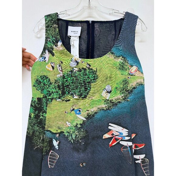 NWT Akris Punto Surfer Print Park Picnic Marina Sail Boats Water Dress Blue 8 - Picture 5 of 13